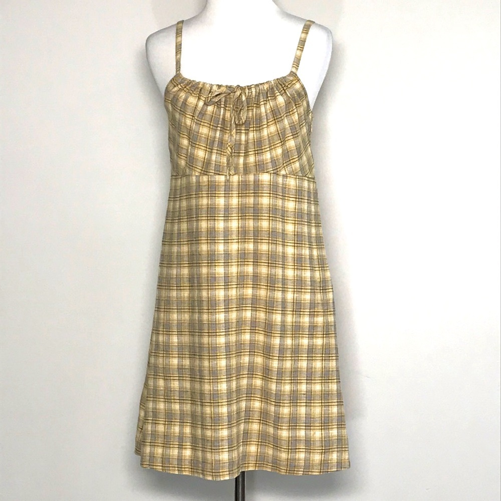 Urban Outfitters Women’s Yellow & Gray Plaid Babydoll Dress Size S Small